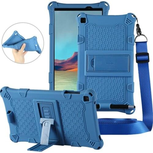 Soft Silicon Cover Case for Alldocube CUBE iPlay 8T 8" Tablet PC Protective Funda Capa with Kickstand & Shoulder Strap + Pen