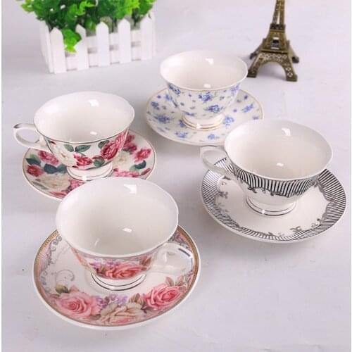 300ml Ceramic Coffee Cup Set With Saucer Afternoon Porcelain Tea Cups Suite Breakfast Milk Water Mug Bone China Drinkware