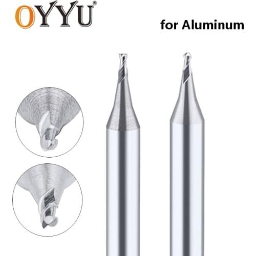 OYYU Tiny Diameter Endmills for Aluminum CNC Carbide Tungsten Steel Milling Cutter Ball Nose Small Head Router Bit 0.1-0.9mm