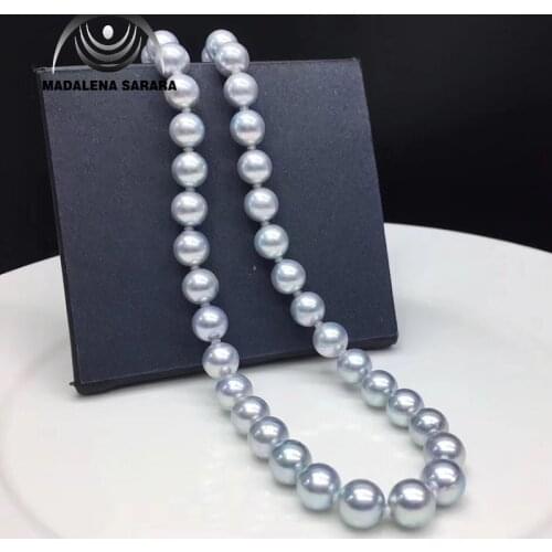 MADALENA SARARA AAA Akoya Saltwater Gray Pearl 8-8.5mm Necklace Strand Luxury Elegant Lady