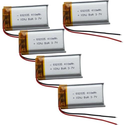 XINJ 3.7V 400mAh Rechargeable Polymer Li Lithium Battery Cell 602035 For MP4 Telephone Smart Watch Driving Recorder DIY DashCam