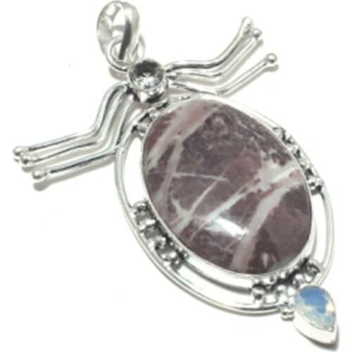 Genuine Jasper + Opilite Pendant Silver Overlay over Copper ,Hand made Women Jewelry gift , P8385