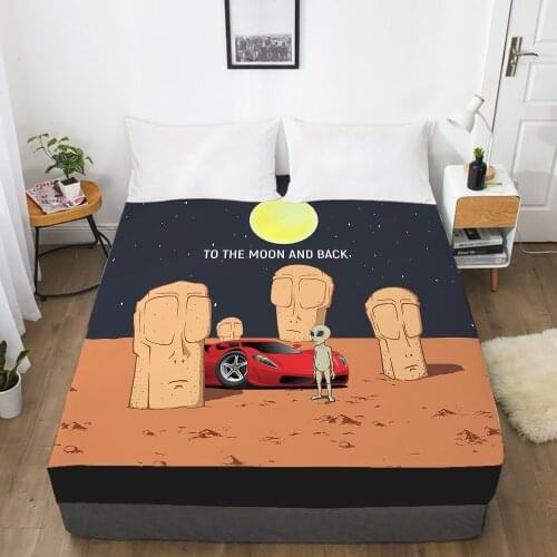 Cartoon Childrens Elastic fitted sheet bed sheet With An Elastic Band Mattress Cover Bed cover for kids baby Space Moon