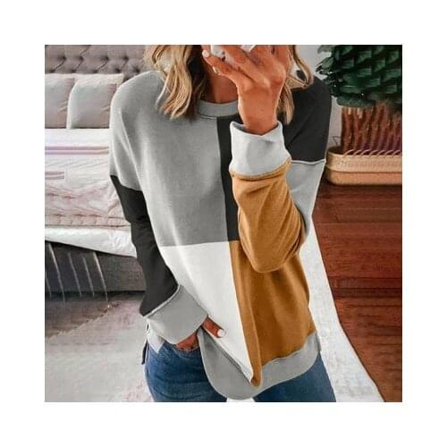 Sweatshirt Women Patchwork Long Sleeve Goth Bts Pink Tops Plus Size Women Clothing Sweatshirts Vintage Streetwear Spring Shirts