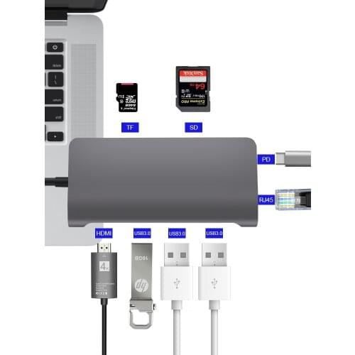 USB C HUB Type C to Multi USB 3.0 Thunderbolt3 4K HDMI VGA RJ45 SD/TF Reader Adapter with PD Powered for MacBook hub usb