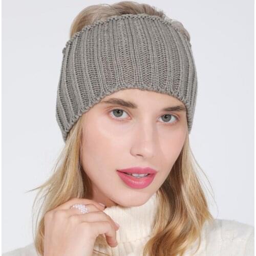 Women Autumn Winter Ponytail Beanie Hat Female Acrylic Stripe Knitted Hat Lady Stretch Crochet Winter Hat