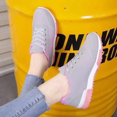 Plus Size Women Sneakers Lace Up Casual Shoes Woman Flats Cotton Sport Shoes Breathable Espadrilles Sneaker zapatos mujer 8087G