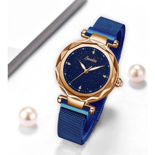 SUNKTA Ladies Watches Women Top Brand Luxury Mesh Belt Ultrathin Female Watch Stainless Steel Waterproof Quartz Relogio Femino