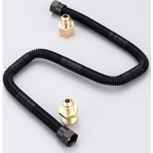 1kit Flex Gas Line Connector Kit 1/2inch X 24inch For NG Or LP Fireplaces Fire Pit Burners 1/2in OD x 3/8in ID Outdoor Grill BBQ