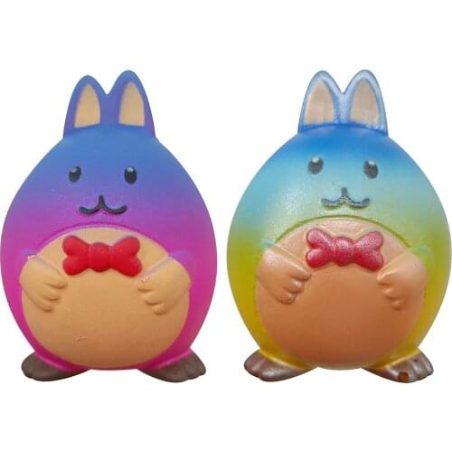 2pc Kawaii colorful rabbit Squeeze Toys Squishy Jumbo Slow Rising Cream Scented Stress Reliever Antistress Toys For Kid Baby f5