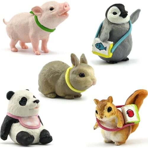5pcs/set Japan Mini Figure Toy Model PVC 3cm Cute Penguin /Squirrel /Panda/ Rabbit/ Pig Home Garden Decoration DW200
