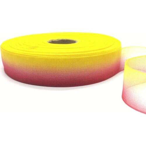 5 Yards/Lot 25mm Gradient color Organza Ribbons for Wedding Home Decor DIY Gift Wrapping Handmade Accessories #07
