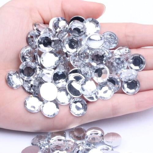 Acrylic Rhinestones 10mm-20mm Crystal Mix Colors Flatback Round Glue On Beads For Crafts Scrapbooking DIY Garments Decorations