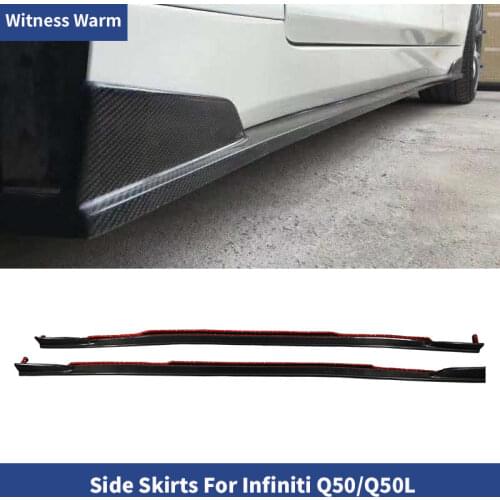 For Q50 Q50L Carbon Fiber Auto Car Side Skirts apron Body Kit For Infiniti Q50 Q50L Short version Lengthen Version 2014-UP