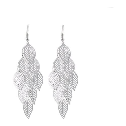 Free shipping Europe and the United States earrings earrings jewelry atmospheric long hollow leaf earrings tassel earrings