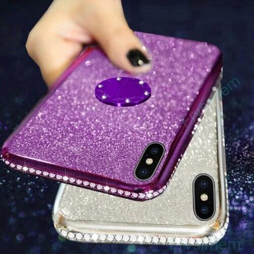 Finger Ring Holder Glitter Case for iphone 12 Mini 11 Pro XS MAX 7 8 Max XR 6 6S Plus X Bling Star Diamond Cover