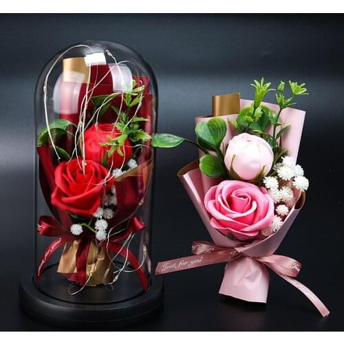 Dried Flowers The Beauty And Beast Eternal Real Rose Home Decor With LED in Glass Dome For Mother Valentines Day Birthday