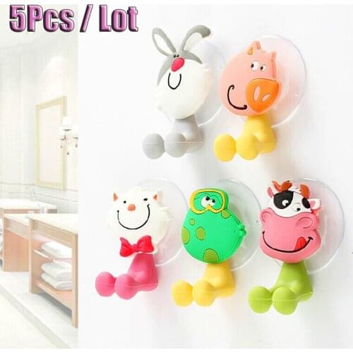 5Pcs Baby Care Grooming & Healthcare Kits Cute Cartoon Sucker Suction Hooks Set Hanging Baby Toothbrush Holder Towels Etc