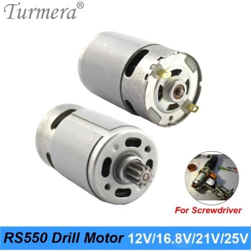 Turmera RS550 Motor 10.8V 12V 14.4V 16.8V 18V 21V 25V with 9 Teeth 12 Teeth Gear for Cordless Electric Drill Screwdriver Replace