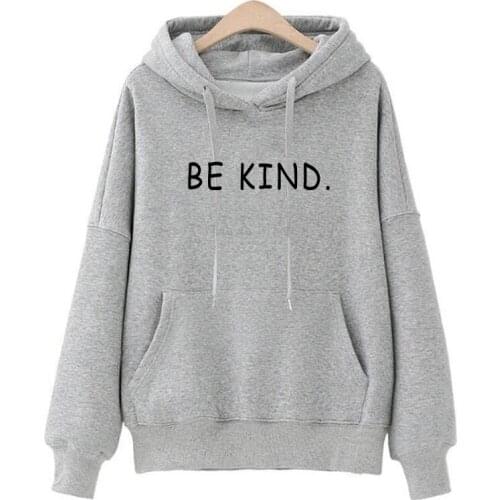 Autumn Be Kind Cute Hoodies Women Japanese Streetwear Warm Sweatshirt Women Letter Long Sleeve Hoodie Womens Clothes Ropa Mujer