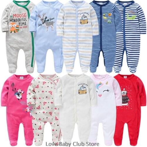 3pcs Baby Rompers Girls Boys Infant Jumpsuits One-pieces Newborn 3M 6M 9M 12M Long Sleeve Cartoon Animal Printing Soft Warm