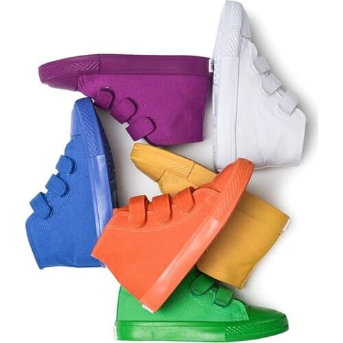 2021 Fashion Children Shoes Casual Kids Sneakers High Gang Canvas Girls Sneakers Breathable Boys Shoes Solid Color Kids Shoes