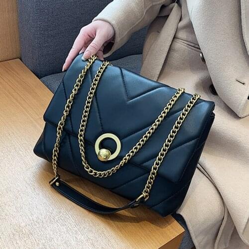 Small Chain PU Leather Crossbody Bags For Women 2021 Winter Branded Handbags Trend Lady Designer Womens Luxury Hand Bag