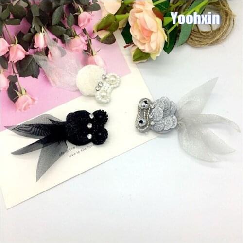 Fashion fish beads embroidery patches iron on DIY sewing Sticker for clothing iron-on applique stripe dress bag hat patch