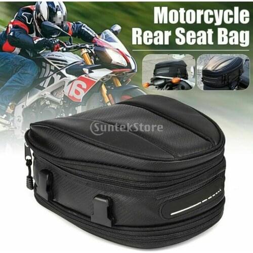 Motorcycle Tail Seat Bag Saddle Bags Waterproof Organizer Rear Backpack Trunk Luggage Storage Tank Bag 30x21.5x20cm Black