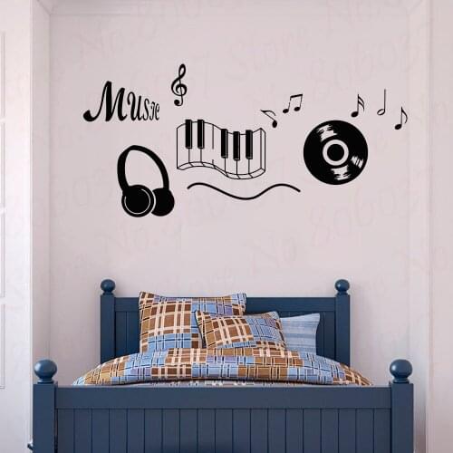 Music Sticker headphones Theme Music Bedroom Decor Dancing Music Removable Wall Sticker Adesivo De Parede Rooms Decor WL1482