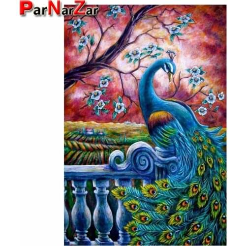 ParNarZar Peacock Diamond Painting 3D DIY Full Paste Drill Kits Rhinestone Diamond Cross Stitch Embroidery Craft Handmade Kits