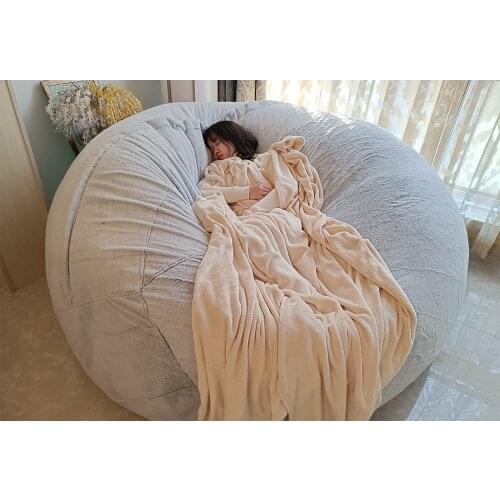 Oversized two-color plush lazy sofa set bean bag set tatami fabric home furniture one hair bean bag beanbag chair