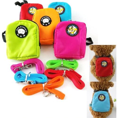 Dourable Nylon Pet Cat Dog Harness Leash Dog Backpack Bag Dog Multi-function School Bag Dog Walking Training Bag