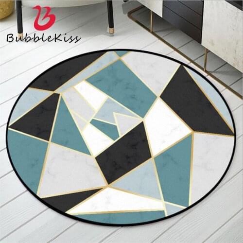 Delicate Round Rug and Carpets for Home Living Room Blue Black Irregular Pattern Round Carpet Christmas Rug Area Rug for Bedroom