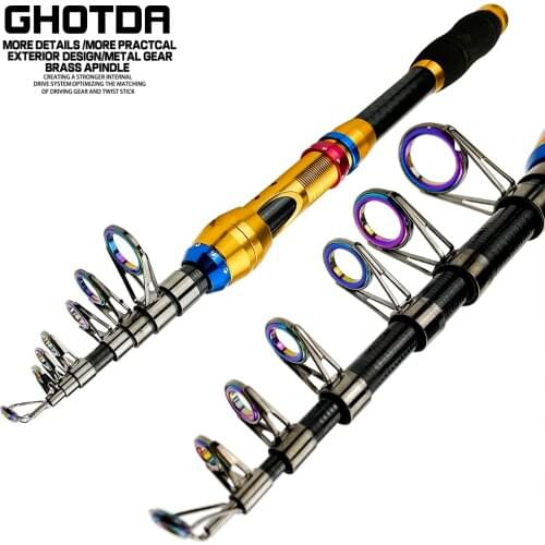 New Portable Telescopic Fishing Rod Carbon Fiber Fishing Pole Sea Boat Rock FishRod high Quality Fishing Reel 1.8-3.6M