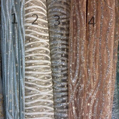 New arrival glued glitter African Lace Fabric JRB-52401 unique design African French Lace with glitter dress