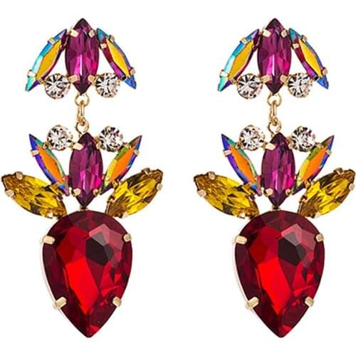 ZHINI New Womens Fashion Crystal Earrings Rhinestone Red Water Drop Resin Sweet Dangle Ear 2020 Earrings For Girl Jewelry Gift