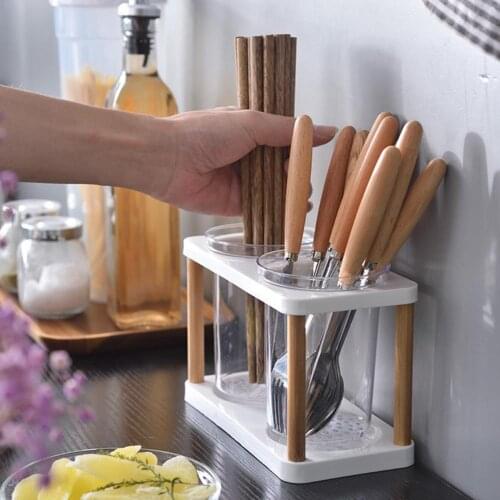 Kitchen Storage Breathable Wood Tableware Organizer Chopstick Cage Household Rack for Cultery Chopstick for Spoon Storage Holder
