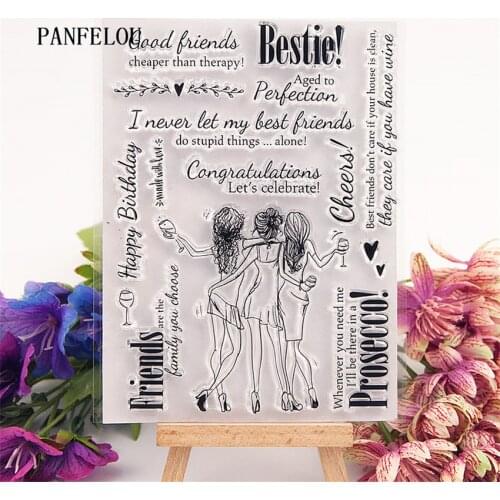 PANFELOU Sisters friendship Transparent Silicone Rubber Clear Stamps cartoon Scrapbooking/DIY Easter wedding New year album