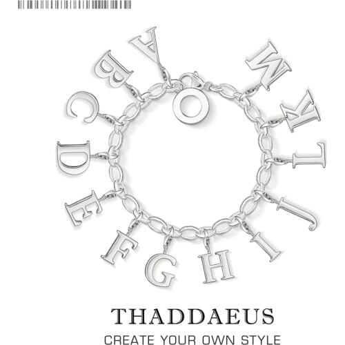 Charm Pendant Alphabet From A to M,Europe Style Fine Jewelry For Women,2019 Club Gift In 925 Sterling Silver Fit Bracelet