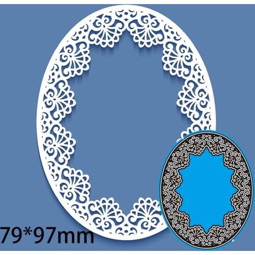 Cutting Dies Hollow Lace Oval Stencil Craft for Scrapbook Stamps Dies Embossing Paper Gift Card 79*97mm