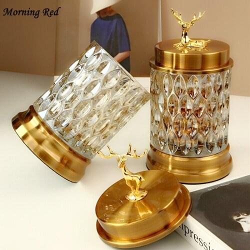 Luxury Candy Jar Crystal Glass Storage Tank Creative Food Container Home Soft Decoration Snacks Glass Container Noble Quality