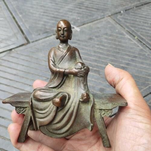 Christmas Antique copper collection of antique copper board, stool and Buddha ornaments statue