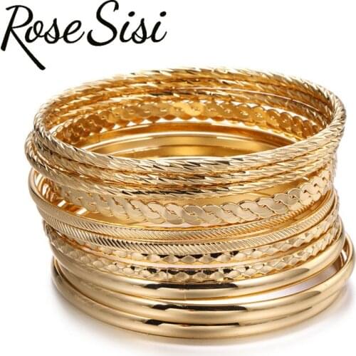 Rose sisi 12 pieces a bohemian style bracelet set multi-layer alloy bracelet for women Jewelry on hand present best friend