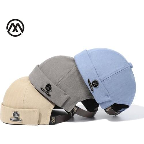 Men Hat Docker Hat Skull Hat Beanie Sailor Hat Landlord Hat Cap Cotton Breathable Spring Autumn New Style Melon Hat Maple Leaf