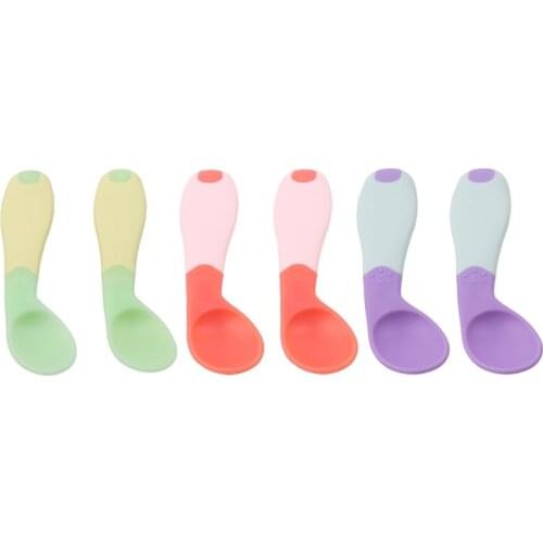 Silicone Baby Feeding Spoon Newborn Baby Spoons Soft Safety Utensils Patchwork Baby Children Tableware Utensils