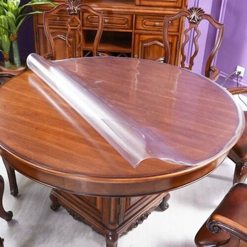 1.0mm Round PVC Tablecloth Waterproof Oilproof able Cover Glass Soft Cloth Table Cover Home Kitchen Placemat Dining Room