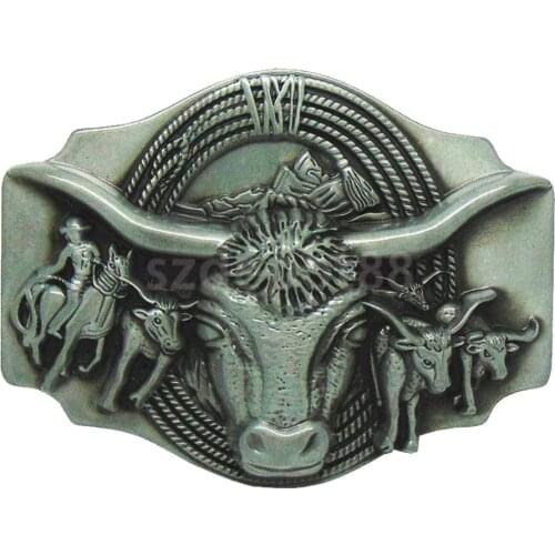 Antique Longhorn Matador Bull Bullfight Belt Buckle Vintage Western Cowboy Silver