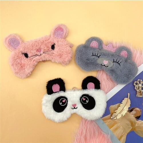 Panda Eye Mask Women Plush Animal Mouse Bear Eye Cover Cute Plush Eye Mask Girl Toy Suitable For Travel Home Party Eyeshade