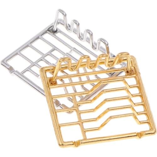 1Pc 1:12 Doll House Miniature Dish Shelves Kitchen Toy For Family Collectible Sliver Gold